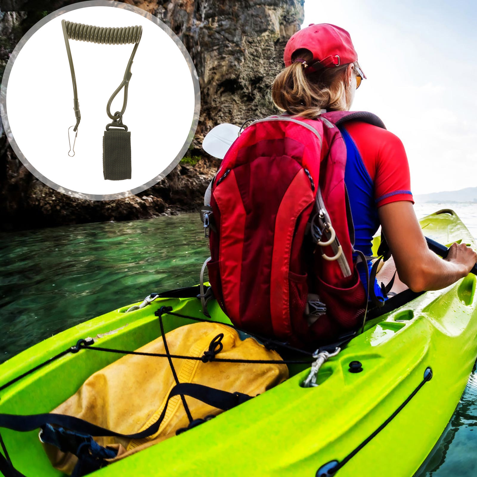 Fishing Kayak Paddle Leash - 1 Pezzo di Corda Elastica Regolabile